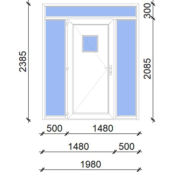 Műanyag bejárati ajtó 200x240 balos Washington 1 üveges 2 rétegű üveggel, 5 kamrás fehér