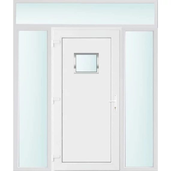 Műanyag bejárati ajtó 200x240 balos Washington 1 üveges 2 rétegű üveggel és hőszigetelt panellel 5 kamrás fehér