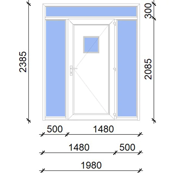 Műanyag bejárati ajtó 200x240 jobbos Washington 1 üveges 2 rétegű üveggel, 5 kamrás fehér