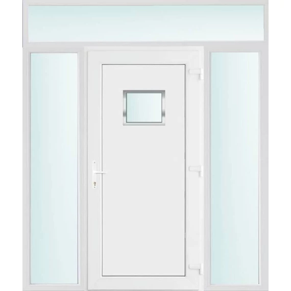 Műanyag bejárati ajtó 200x240 jobbos Washington 1 üveges 2 rétegű üveggel és hőszigetelt panellel 5 kamrás fehér