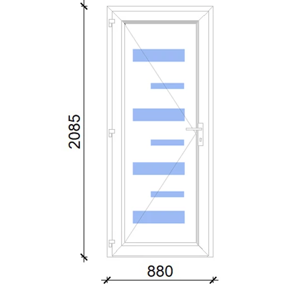 Műanyag bejárati ajtó 90x210 balos Georgia 7 üveges 2 rétegű üveggel, 5 kamrás fehér
