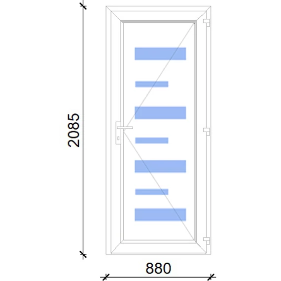 Műanyag bejárati ajtó 90x210 jobbos Georgia 7 üveges 2 rétegű üveggel, 5 kamrás fehér