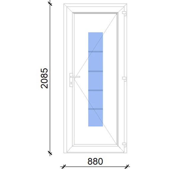 Műanyag bejárati ajtó 90x210 jobbos Maryland 1 üveges 2 rétegű üveggel, 5 kamrás fehér