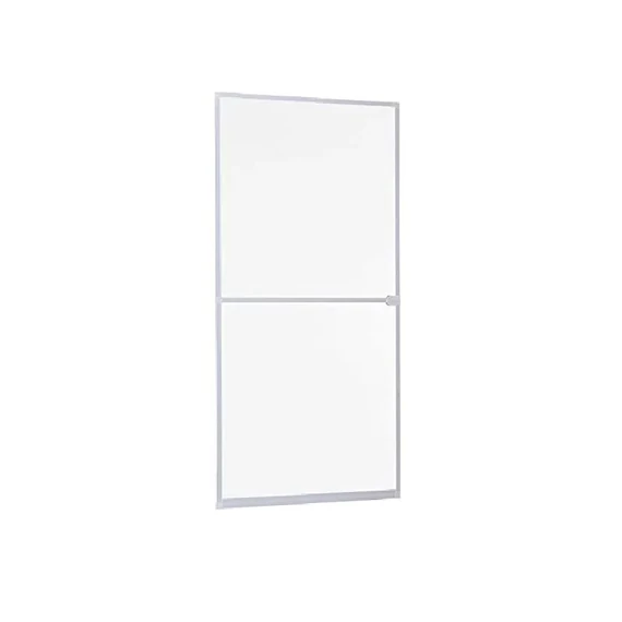 Keretes nyíló szunyogháló ajtó, 90x210 redőnyös erkélyajtóhoz,kintről balos fehér színű aluminium kerettel, szürke hálóval