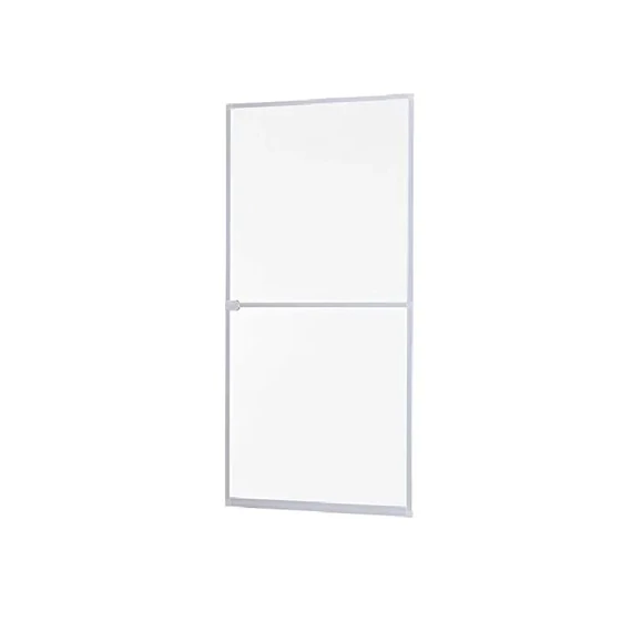 Keretes nyíló szunyogháló ajtó, 90x210 redőnyös erkélyajtóhoz,kintről jobbos fehér színű aluminium kerettel, szürke hálóval