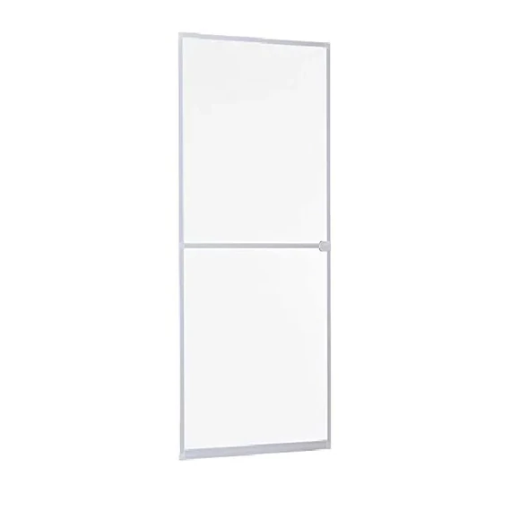 Keretes nyíló szunyogháló ajtó, 90x240 redőnyös erkélyajtóhoz,kintről balos fehér színű aluminium kerettel, szürke hálóval