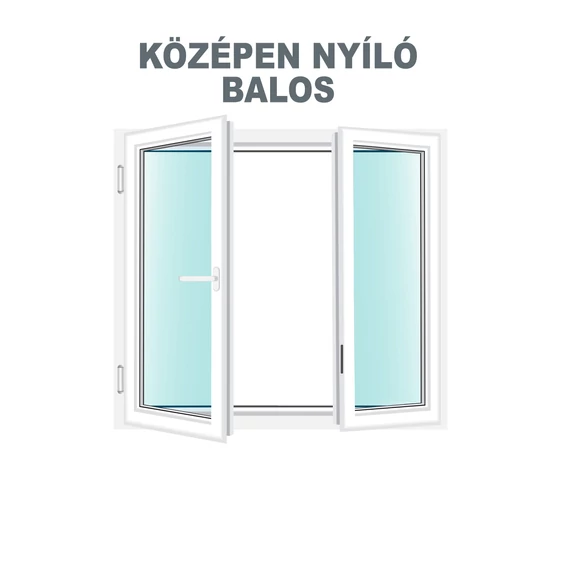 Műanyag ablak 150x150 Salamander 2 rétegű üveggel középen nyíló bukó nyíló balos fehér 5 kamrás