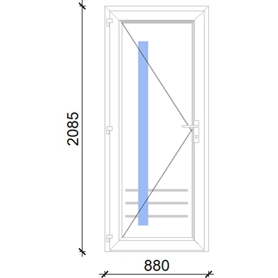 Műanyag bejárati ajtó 90x210 balos Daytona 1 üveges 5 kamrás fehér