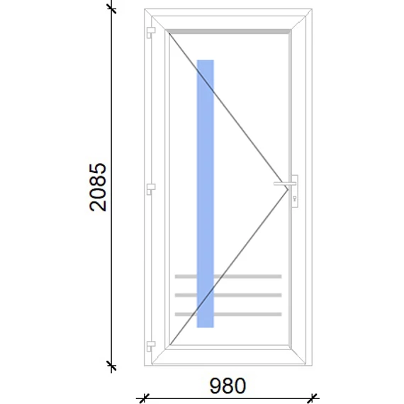 Műanyag bejárati ajtó 100x210 balos Daytona 1 üveges 5 kamrás fehér