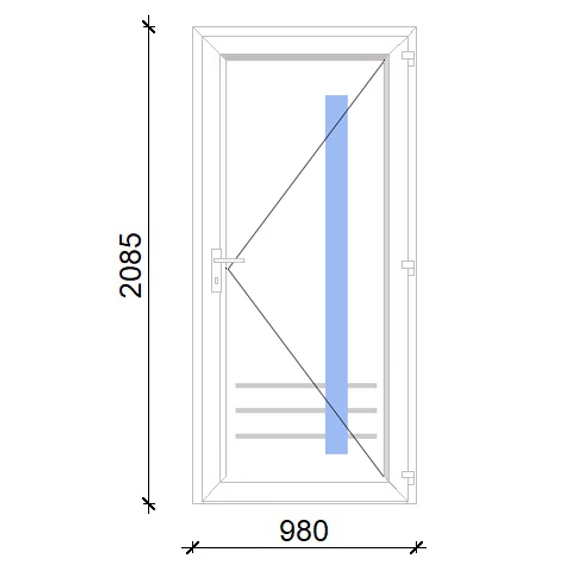 Műanyag bejárati ajtó 100x210 jobbos Daytona 1 üveges 5 kamrás fehér