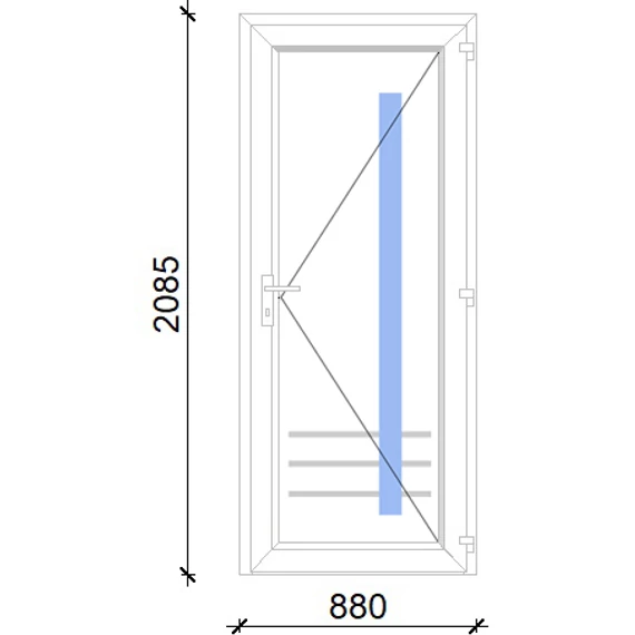 Műanyag bejárati ajtó 90x210 jobbos Daytona 1 üveges 3 rétegű üveggel extra vastag hőszigetelt panellal 5 kamrás fehér