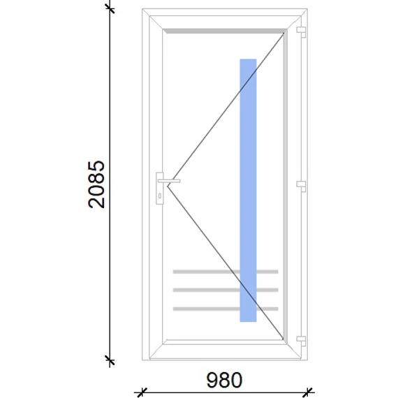 Műanyag bejárati ajtó 100x210 jobbos Daytona 1 üveges 3 rétegű üveggel extra vastag hőszigetelt panellal 5 kamrás fehér