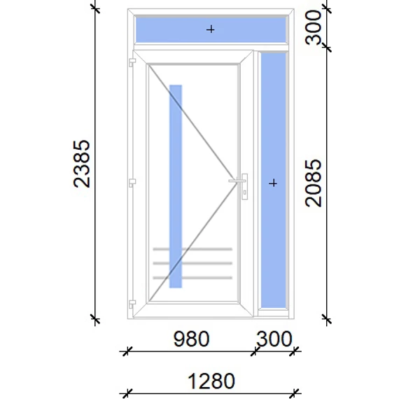 Műanyag bejárati ajtó 130x240 balos Daytona 1 üveges 5 kamrás fehér