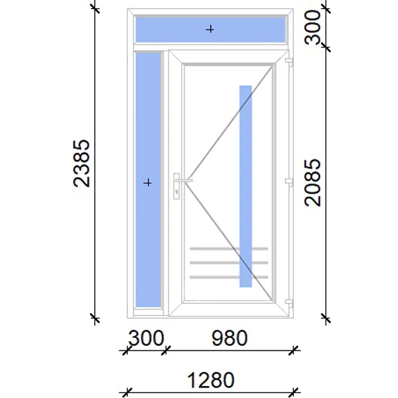 Műanyag bejárati ajtó 130x240 jobbos Daytona 1 üveges 5 kamrás fehér
