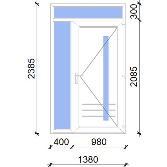 Műanyag bejárati ajtó felül+oldalvilágítóval 140x240 jobbos Daytona 1 üveges 5 kamrás fehér