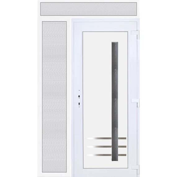 Műanyag bejárati ajtó felül+oldalvilágítóval  140x240 jobbos Daytona 1 üveges 5 kamrás fehér