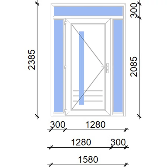 Műanyag bejárati ajtó 160x240 balos Daytona 1 üveges 5 kamrás fehér