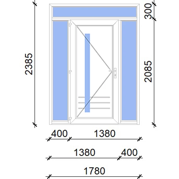 Műanyag bejárati ajtó 180x240 balos Daytona 1 üveges 5 kamrás fehér