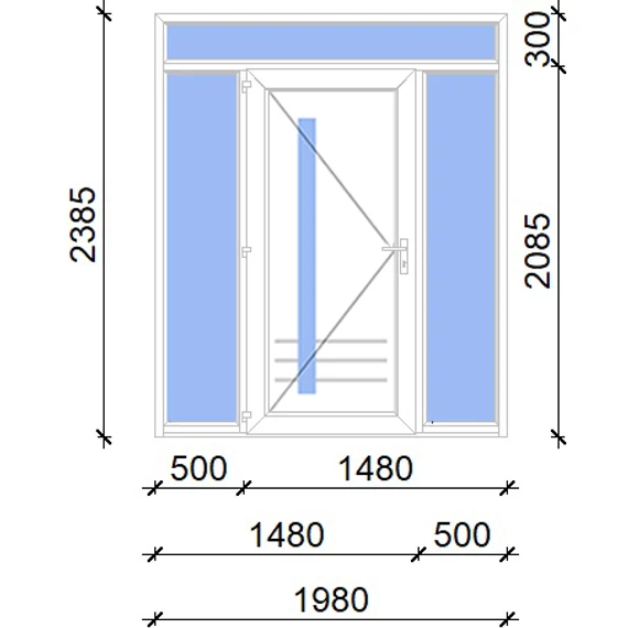 Műanyag bejárati ajtó 200x240 balos Daytona 1 üveges 5 kamrás fehér
