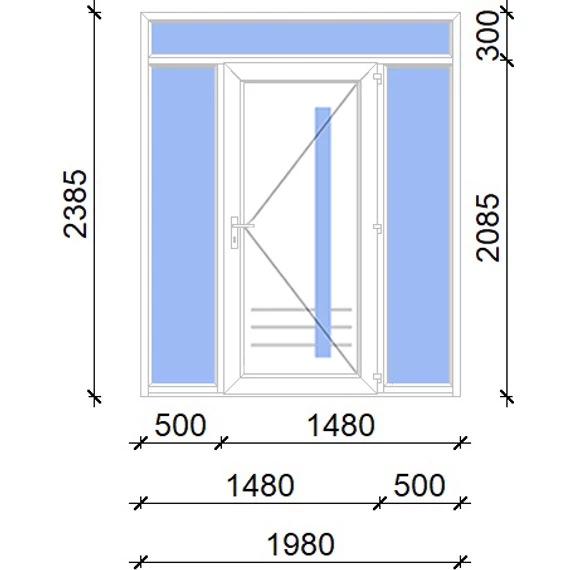 Műanyag bejárati ajtó 200x240 jobbos Daytona 1 üveges 5 kamrás fehér