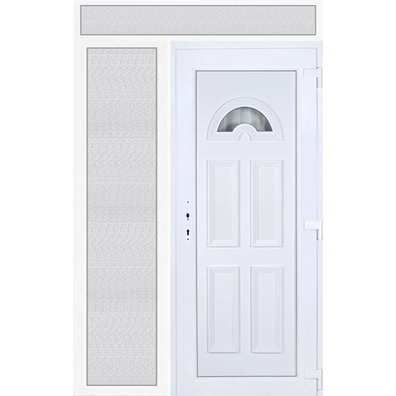 Műanyag bejárati ajtó 150x240 jobbos Miami 1 üveges felül+oldalvilágítóval 5 kamrás fehér
