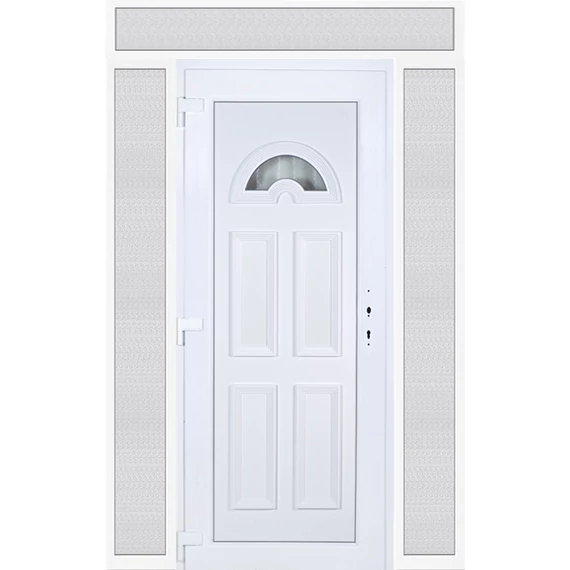 Műanyag bejárati ajtó 160x240 balos Miami 1 üveges felül+oldalvilágítóval 5 kamrás fehér