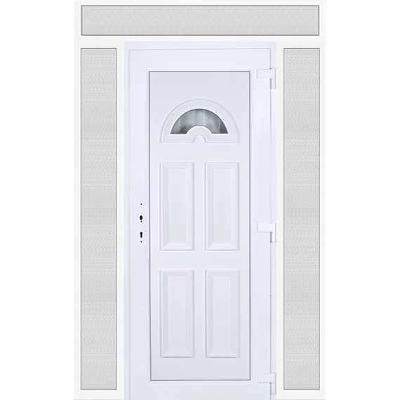 Műanyag bejárati ajtó 160x240 jobbos Miami 1 üveges felül+oldalvilágítóval 5 kamrás fehér