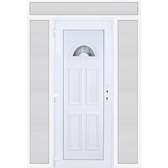 Műanyag bejárati ajtó 180x240 balos Miami 1 üveges felül+oldalvilágítóval 5 kamrás fehér