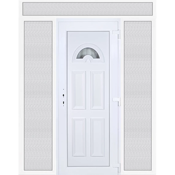 Műanyag bejárati ajtó 200x240 jobbos Miami 1 üveges felül+oldalvilágítóval 5 kamrás fehér