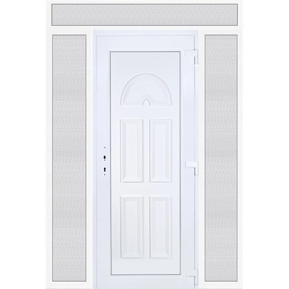 Műanyag bejárati ajtó 180x240 jobbos Miami tömör felül+oldalvilágítóval 5 kamrás fehér