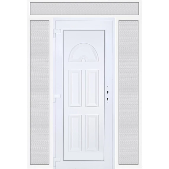 Műanyag bejárati ajtó 180x240 balos Miami tömör extra vastag hőszigetelt panellal felül+oldalvilágítóval 5 kamrás fehér
