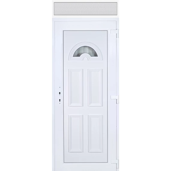 Műanyag bejárati ajtó 100x240 jobbos Miami 1 üveges felülvilágítóval 5 kamrás fehér