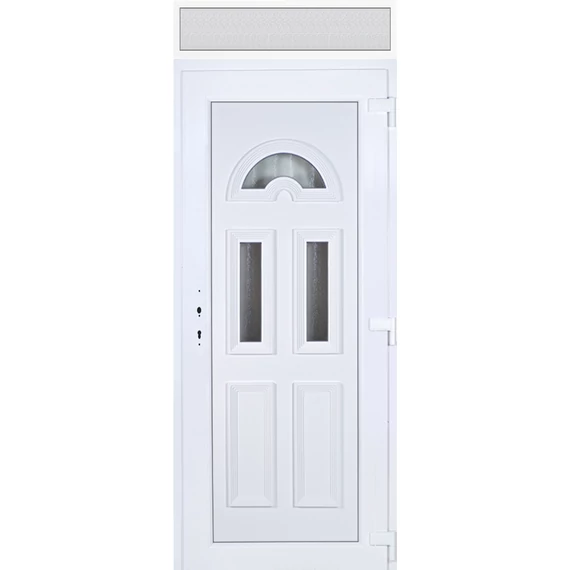 Műanyag bejárati ajtó 100x240 jobbos Miami 3 üveges felülvilágítóval 5 kamrás fehér