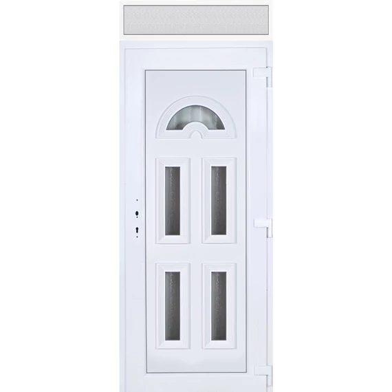 Műanyag bejárati ajtó 100x240 jobbos Miami 5 üveges felülvilágítóval 5 kamrás fehér