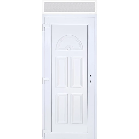 Műanyag bejárati ajtó 100x240 balos Miami tömör felülvilágítóval 5 kamrás fehér