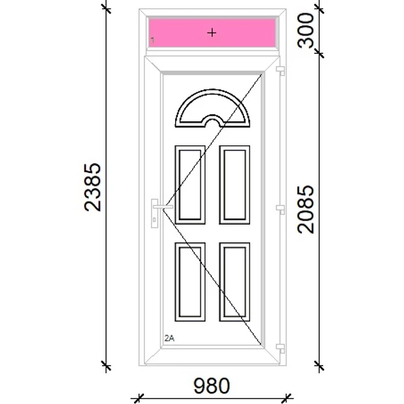 Műanyag bejárati ajtó 100x240 jobbos Miami tömör felülvilágítóval 5 kamrás fehér
