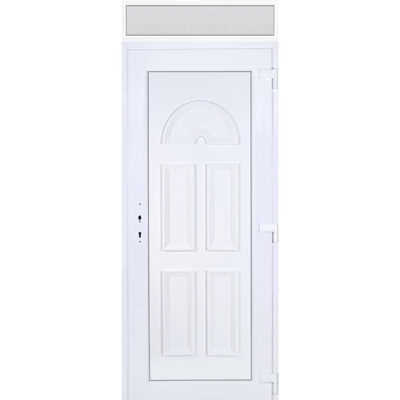 Műanyag bejárati ajtó 100x240 jobbos Miami tömör felülvilágítóval 5 kamrás fehér