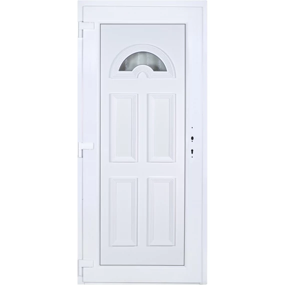 Műanyag bejárati ajtó 100x210 balos Miami 1 üveges 5 kamrás fehér