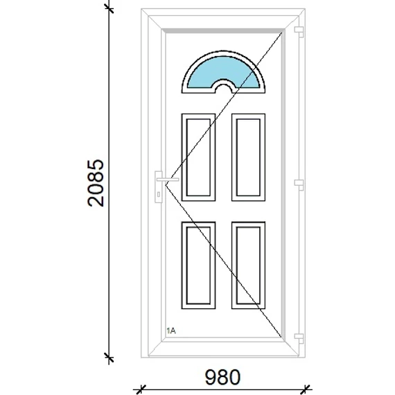 Műanyag bejárati ajtó 100x210 jobbos Miami 1 üveges 5 kamrás fehér