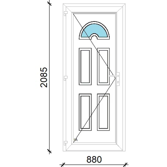 Műanyag bejárati ajtó 90x210 balos Miami 1 üveges 3 rétegű üveggel extra vastag hőszigetelt panellal 5 kamrás fehér
