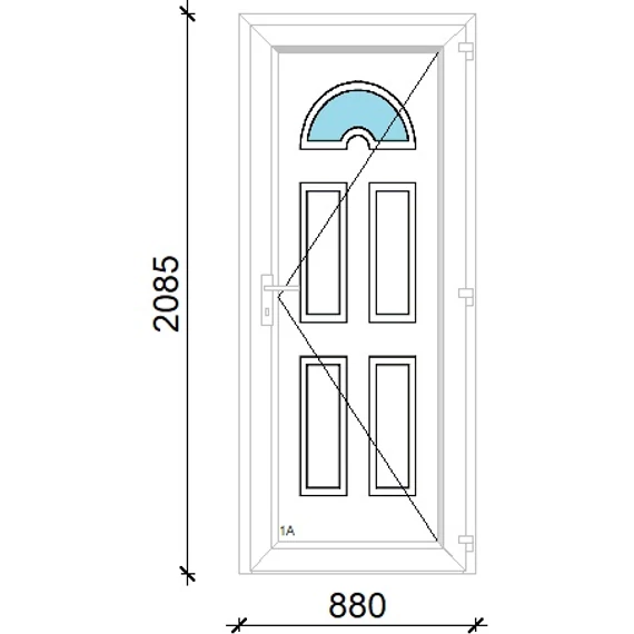 Műanyag bejárati ajtó 90x210 jobbos Miami 1 üveges 3 rétegű üveggel extra vastag hőszigetelt panellal 5 kamrás fehér