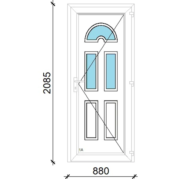 Műanyag bejárati ajtó 90x210 jobbos Miami 3 üveges 5 kamrás fehér
