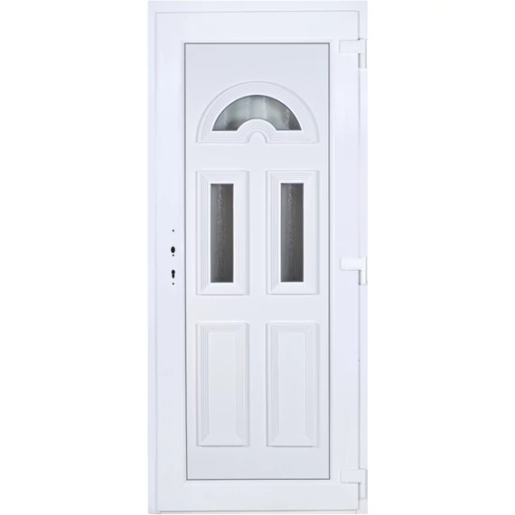 Műanyag bejárati ajtó 90x210 jobbos Miami 3 üveges 5 kamrás fehér
