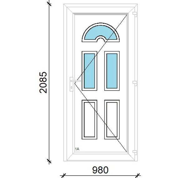 Műanyag bejárati ajtó 100x210 jobbos Miami 3 üveges 5 kamrás fehér