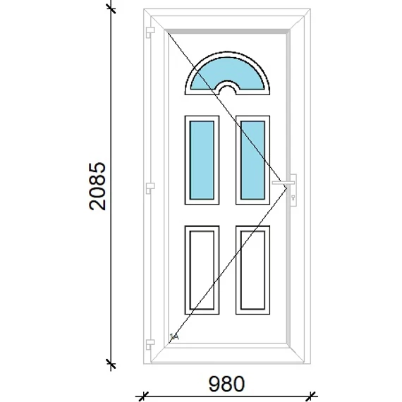 Műanyag bejárati ajtó 100x210 balos Miami 3 üveges 3 rétegű üveggel extra vastag hőszigetelt panellal 5 kamrás fehér