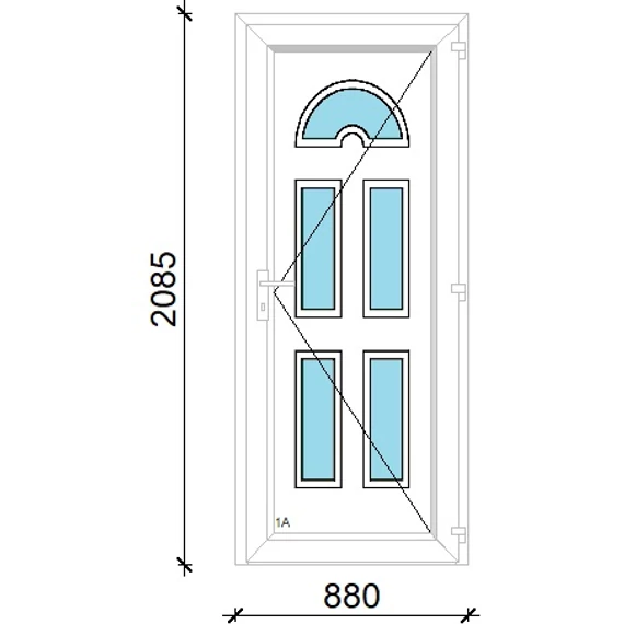 Műanyag bejárati ajtó 90x210 jobbos Miami 5 üveges 5 kamrás fehér