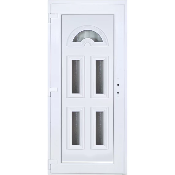 Műanyag bejárati ajtó 100x210 balos Miami 5 üveges 5 kamrás fehér