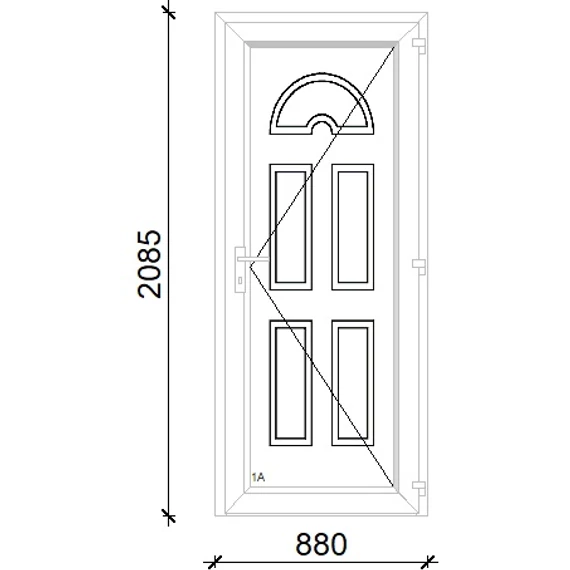 Műanyag bejárati ajtó 90x210 jobbos Miami tömör 5 kamrás fehér