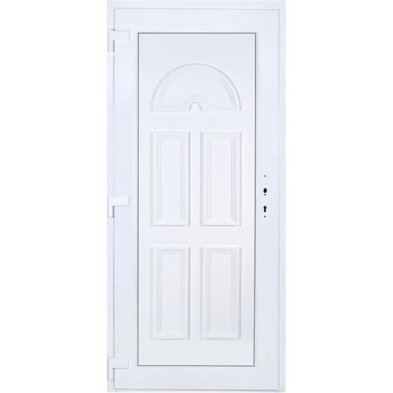 Műanyag bejárati ajtó 90x210 balos Miami tömör extra vastag hőszigetelt panellel 5 kamrás fehér