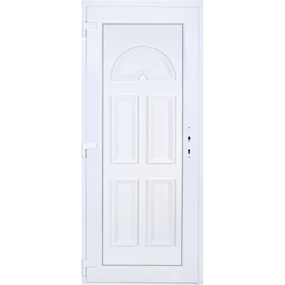 Műanyag bejárati ajtó 100x210 balos Miami tömör extra vastag hőszigetelt panellal 5 kamrás fehér